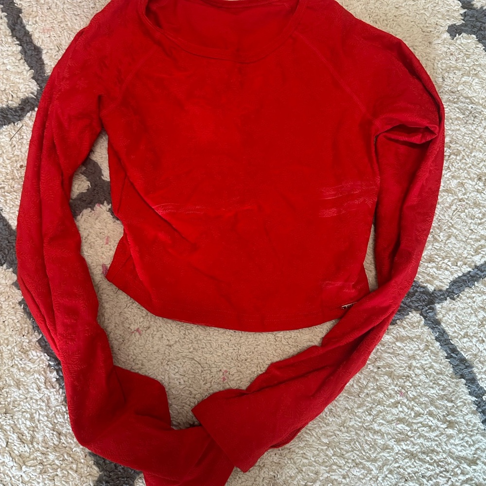 ZYIA Vibrant Red Long Sleeve Crop Top